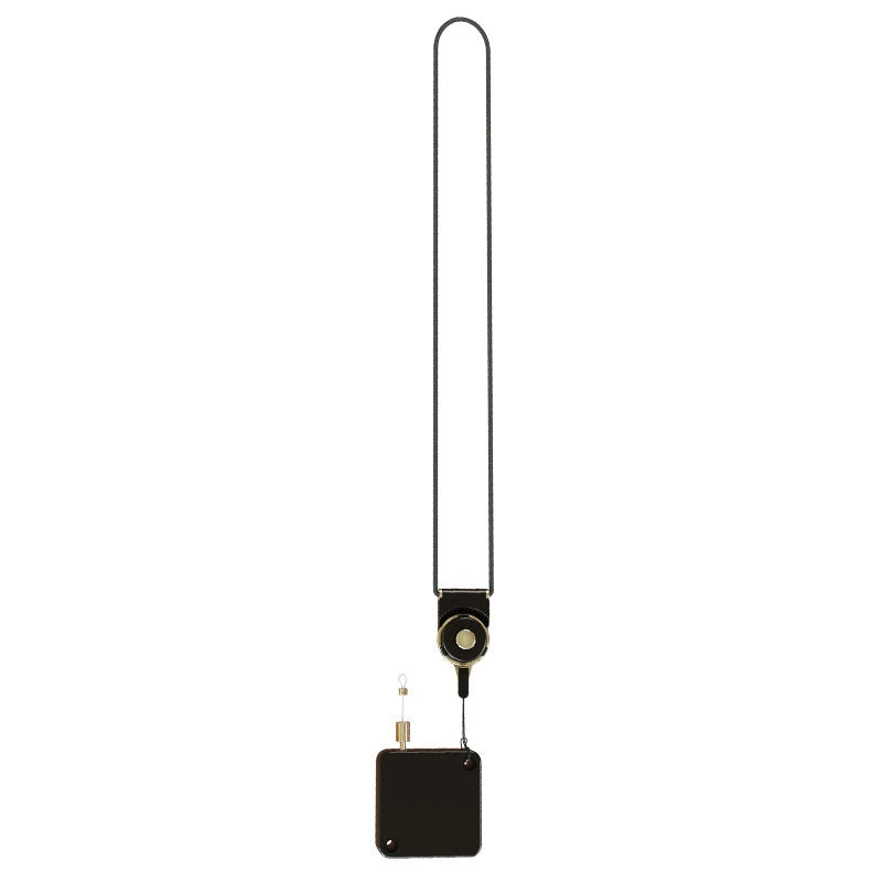 Schwarze, ausziehbare Leine mit goldfarbener Clip und schwarzem Griff.