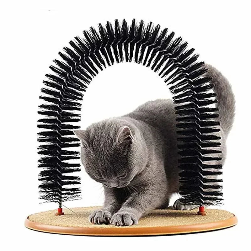 Archet de Toilette pour Chat avec Brosse Massage et Panneau à Griffer