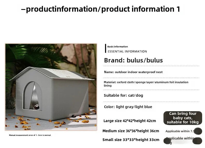 Waterproof Outdoor Pet Cave Bed for Small Dogs and Cats