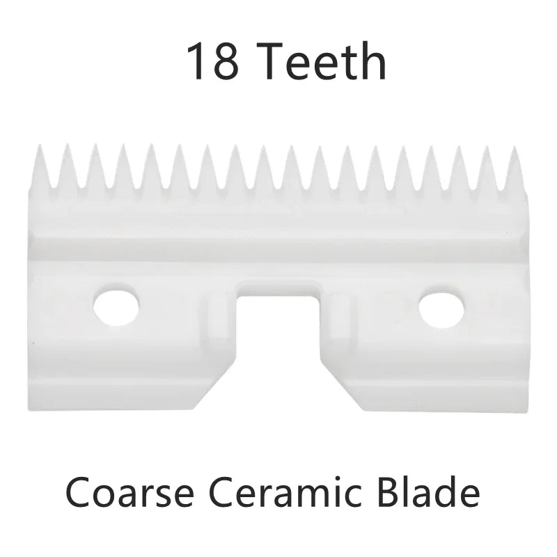 A white 18-teeth coarse ceramic blade for a professional detachable pet clipper.