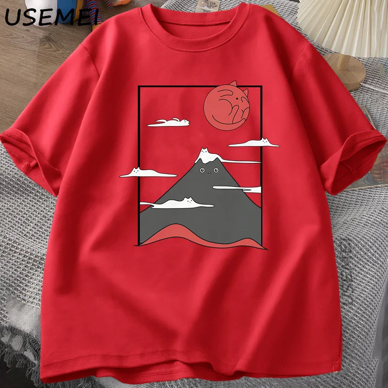 Camiseta Gráfica de Gato Divertida