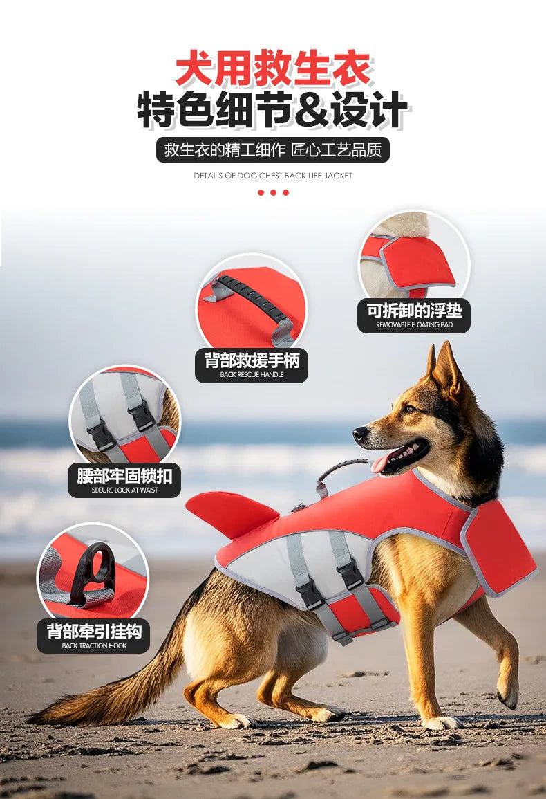 Dog Life Jacket with Tow Handle – Safety Buoyancy Vest for Swimming & Outdoor Adventures