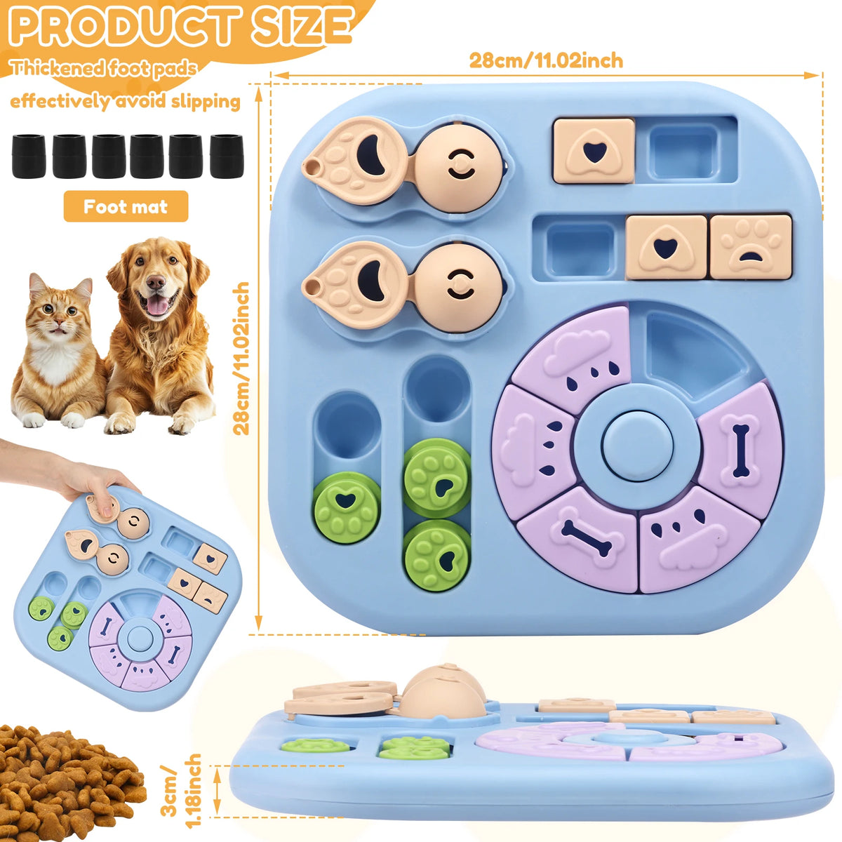Interactive Dog Puzzle Toy with Non-Slip Base for Mental Stimulation and Slow Feeding