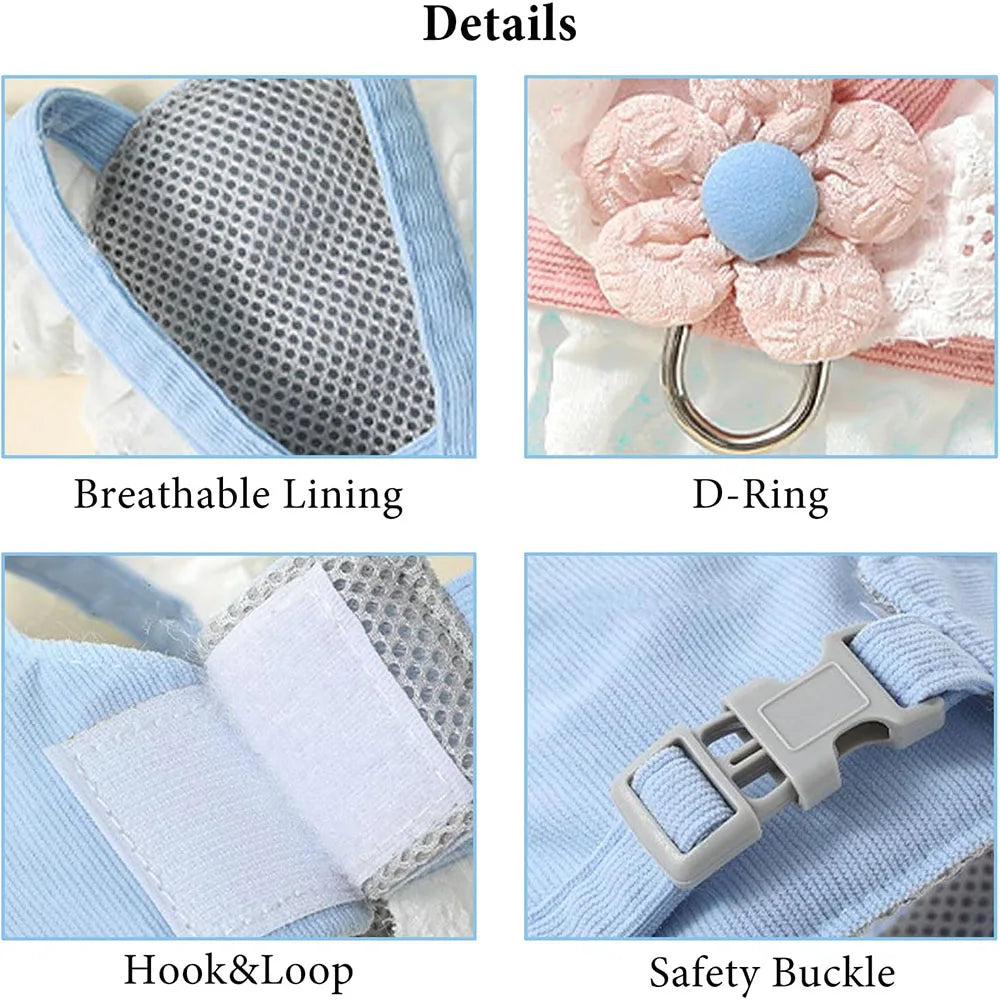 Princess Style Adjustable Cat Harness and Leash Set for Small Pets