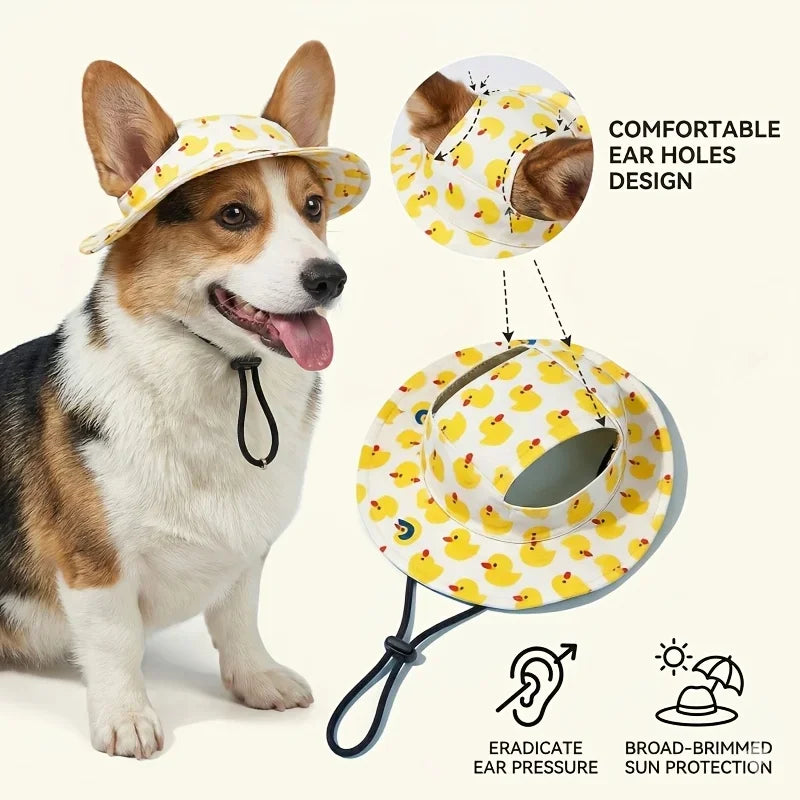 Duck Print Adjustable Pet Hat for Small to Medium Dogs and Cats