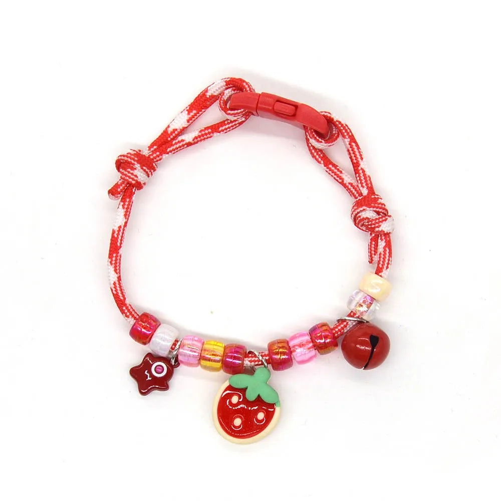Colorful braided pet collar with a bell for cats and small dogs