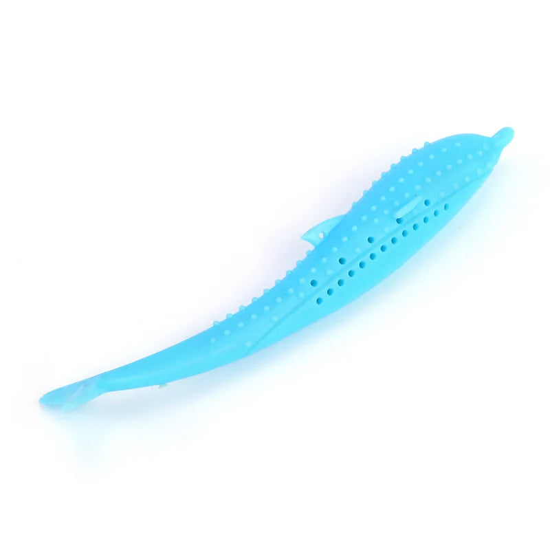 Cat Teeth Brushing Toy: Fish-Shaped Silicone Chew Toy