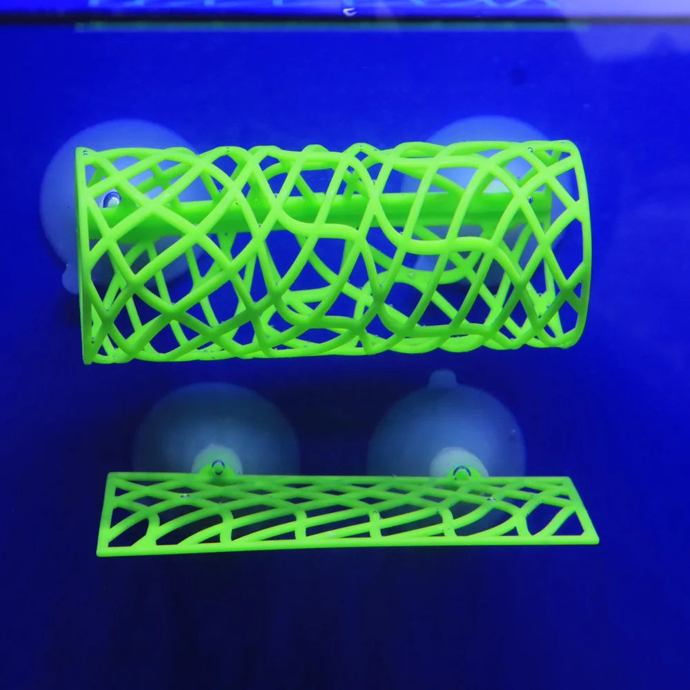 Bright lime green plastic aquarium tunnel hideout for fish and shrimp