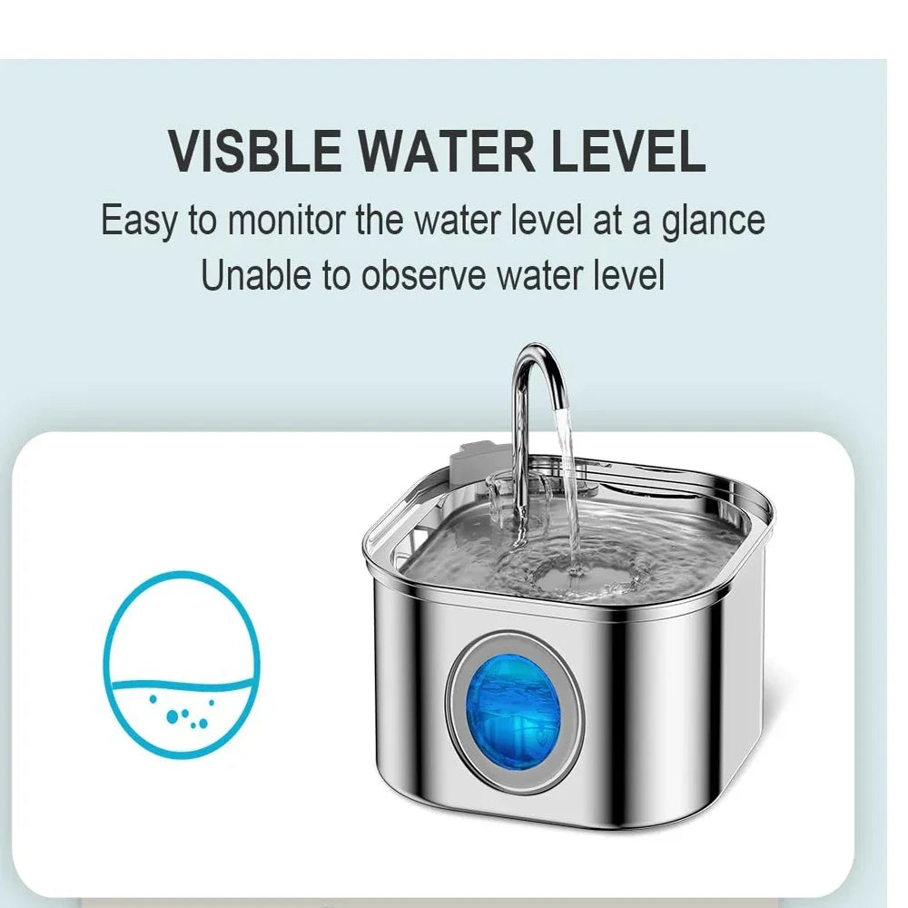 Stainless Steel Automatic Pet Water Fountain with Visual Window