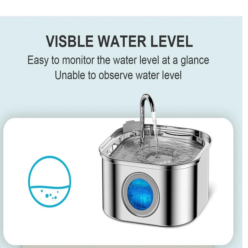Fuente de Agua Automática para Mascotas de Acero Inoxidable