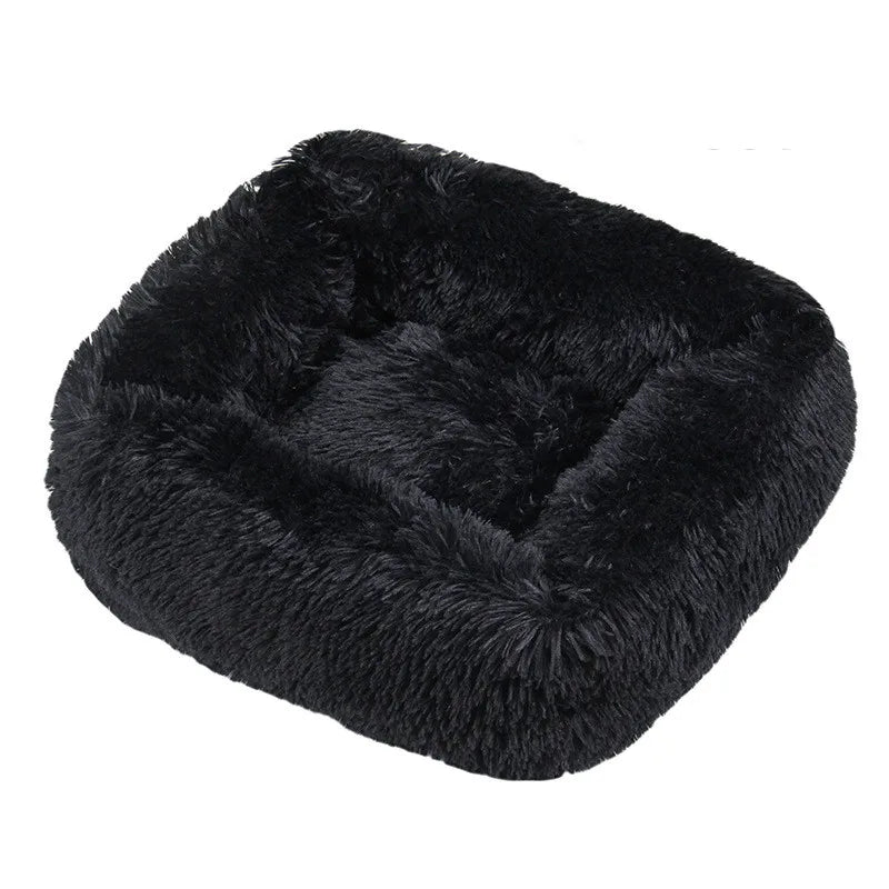 Lit carré en peluche de luxe pour chien
