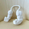 A white 3D printed accessory shaped like a cat muscle arm, displayed against a light background.