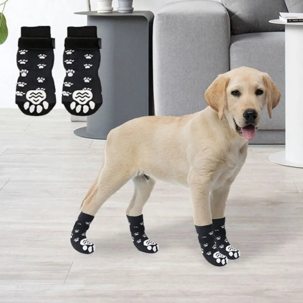 Breathable Anti-Slip Dog Socks with Paw Print Design (4-Pack)
