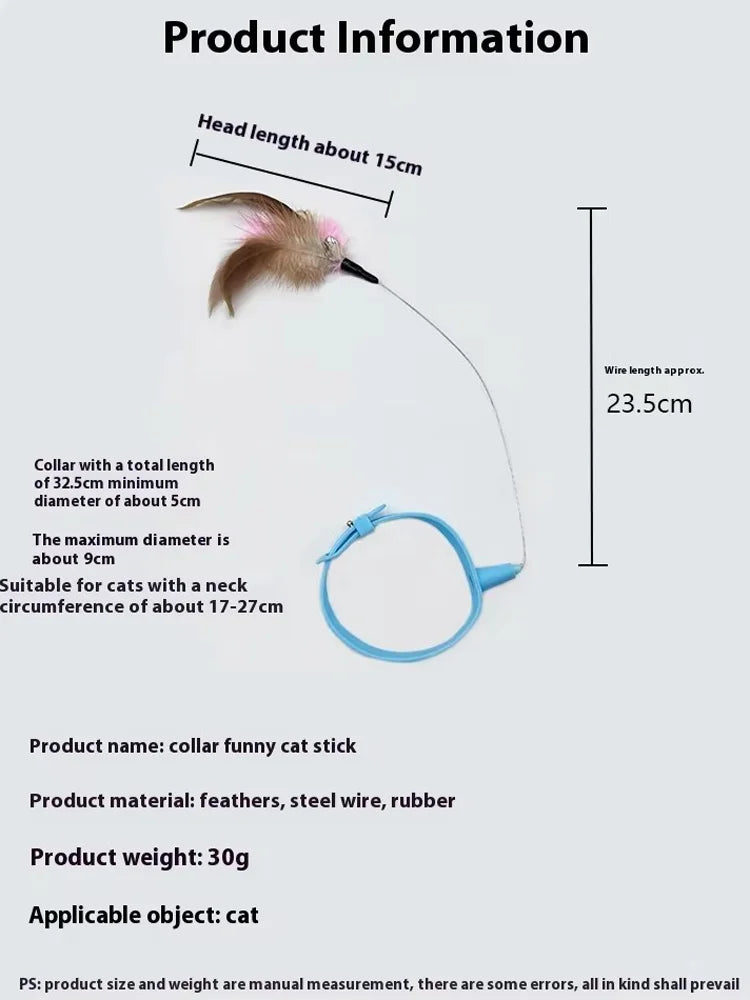 360° Rotating Feather Cat Teaser Wand with Bell