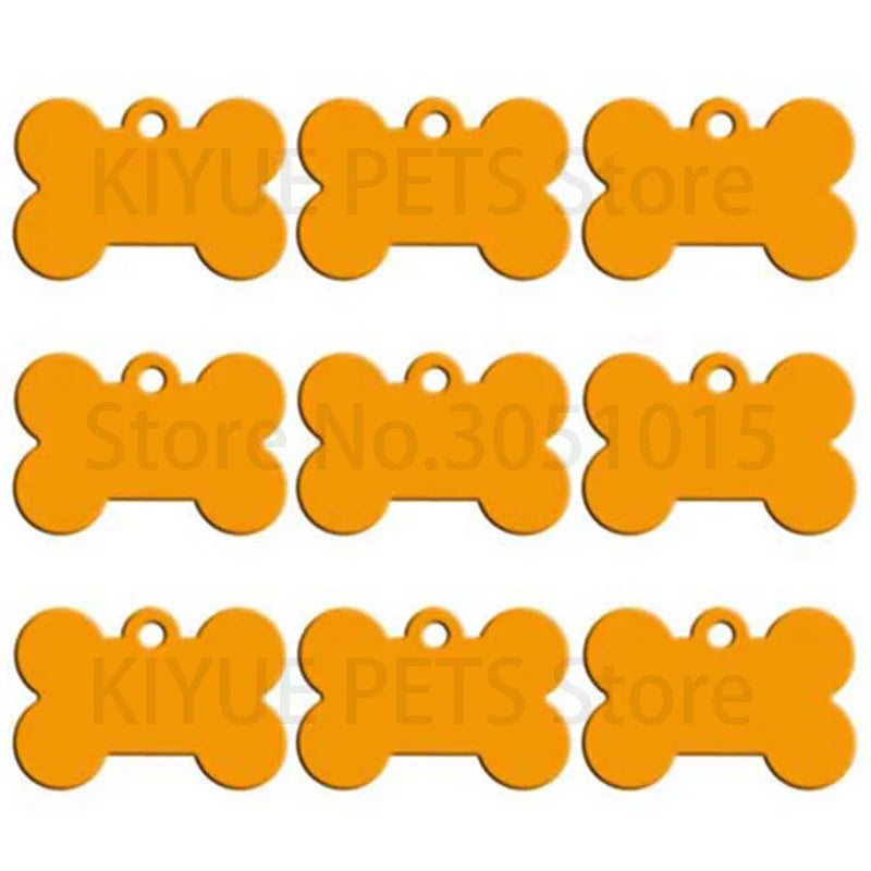 Set of orange bone-shaped dog ID tags for personalization