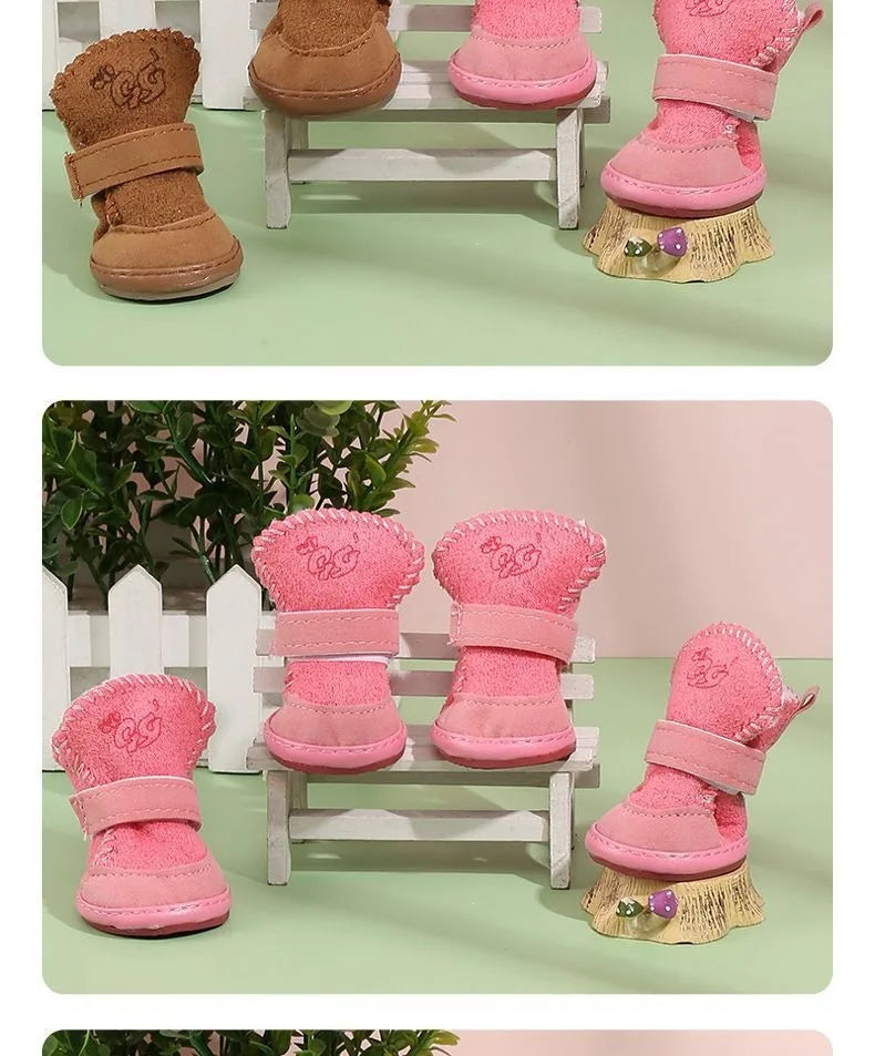 Botas de Nieve de Peluche para Gatos y Perros Pequeños