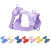 Purple reflective dog harness vest with adjustable straps and a padded vest component.