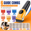 Professional Cordless Pet Grooming Clipper with LED Light and 6 Guide Combs
