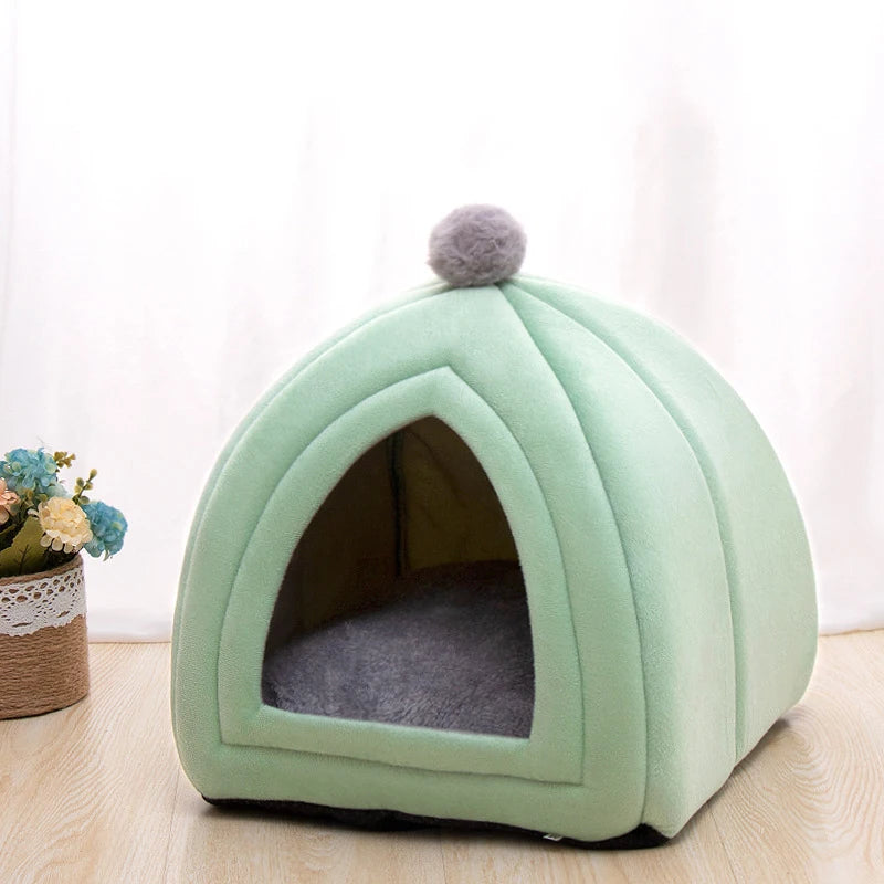 Cozy Cotton Cat & Small Dog Tent Bed with Cushion