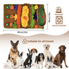 A brown pet sniffing training blanket with various colored fabric strips and a wooden bowl for dogs.
