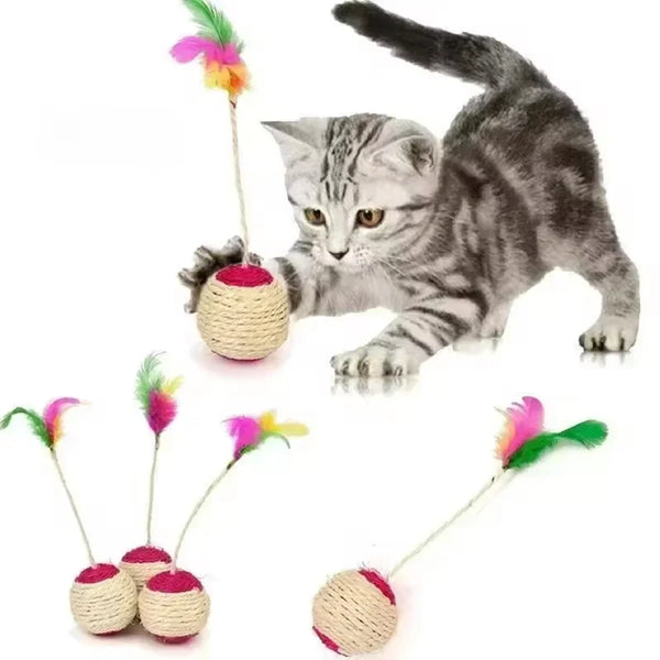 Interaktiver Sisal- & Feder-Katzenball