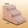 A beige memory foam pet ramp for dogs and cats, shown with dimensions 35cm by 56cm.