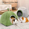 Cozy Plush Small Animal Hideout Bed with Detachable Semi-Enclosed Design