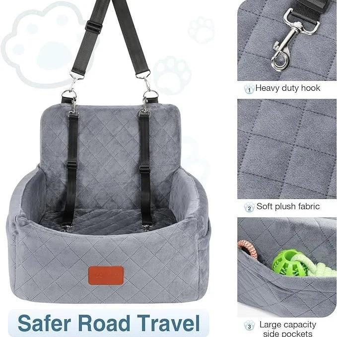 Washable Dog Car Seat with Removable Orthopedic Cushion