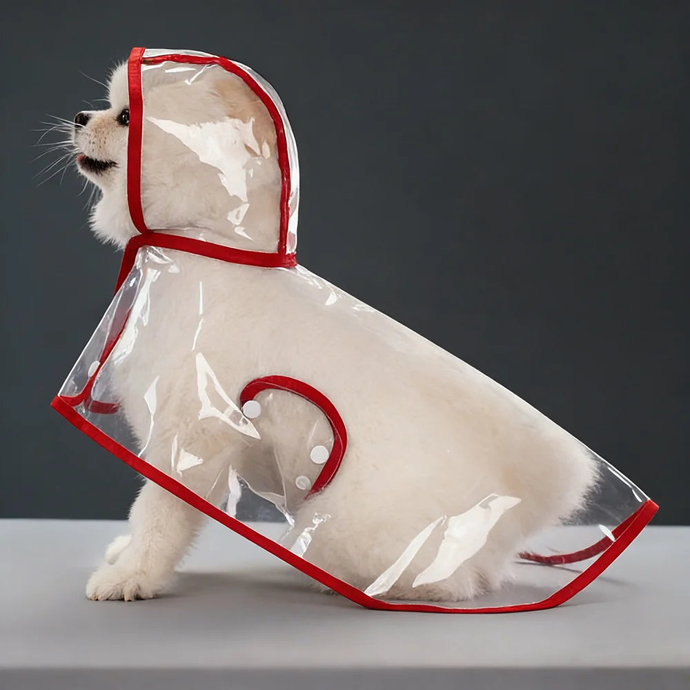 Clear Waterproof Dog Raincoat with Adjustable Hood