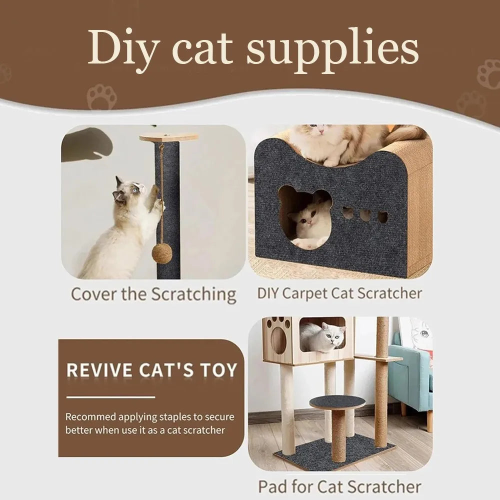 Self-Adhesive Trimmable Cat Scratching Mat for Furniture Protection