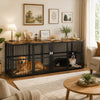 Extra Large Wooden Double Dog Crate with Divider and 3 Doors