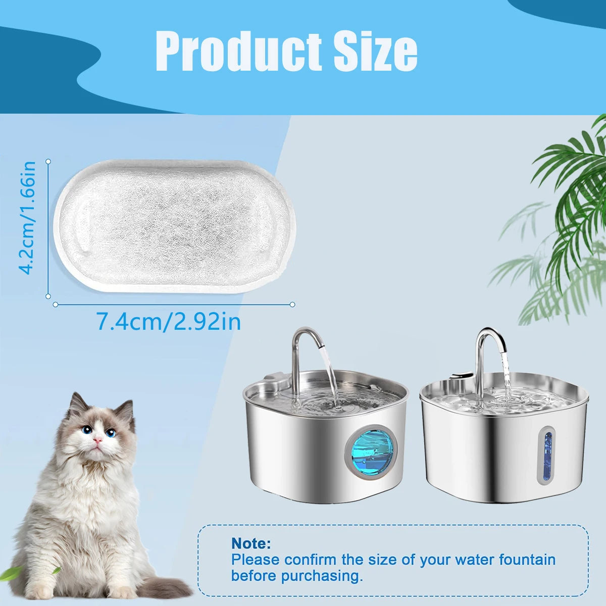 Replacement Filters for Cat Water Fountains (2.2L Compatible)