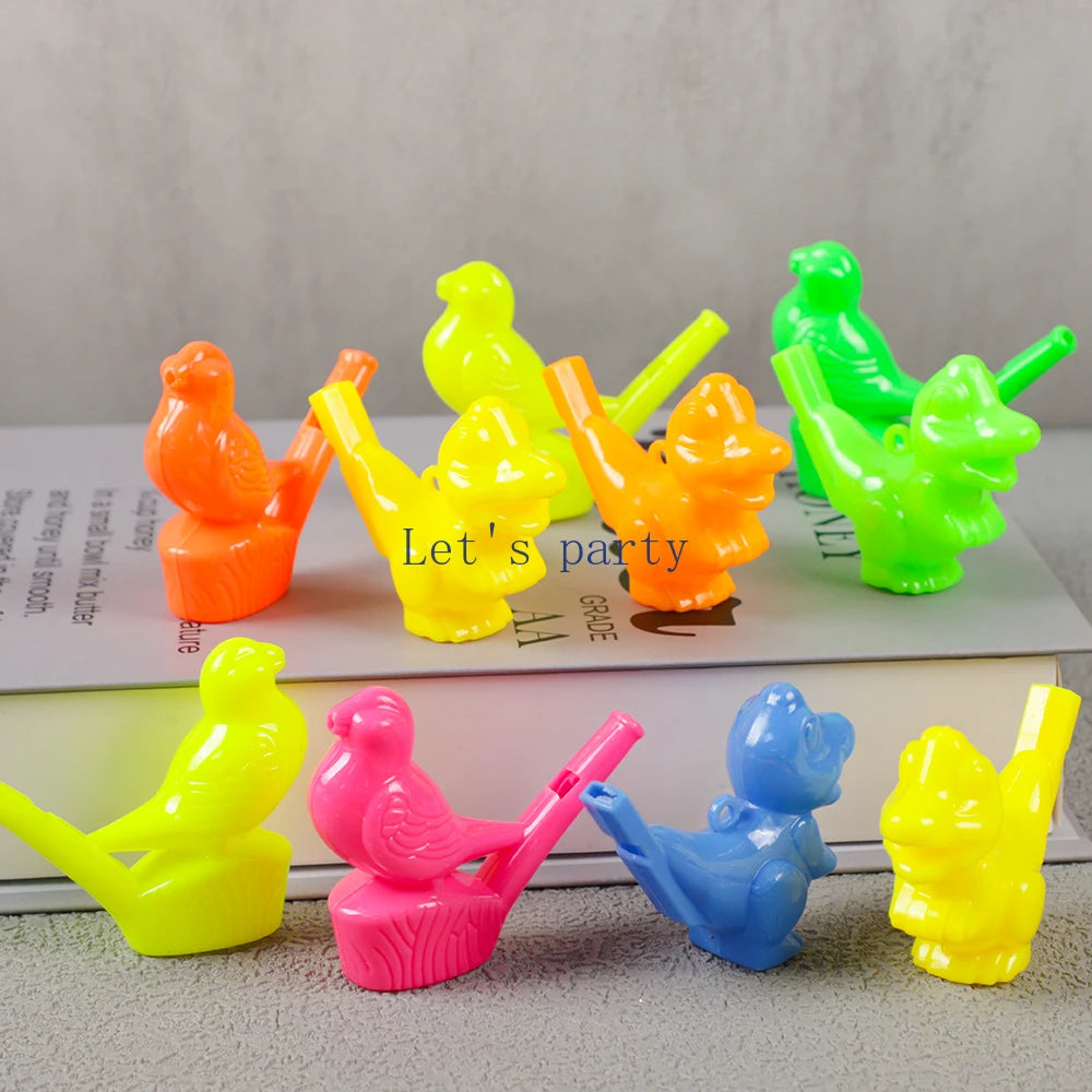 Colorful Bird & Dinosaur Water Whistles for Party Favors (10 Pack)