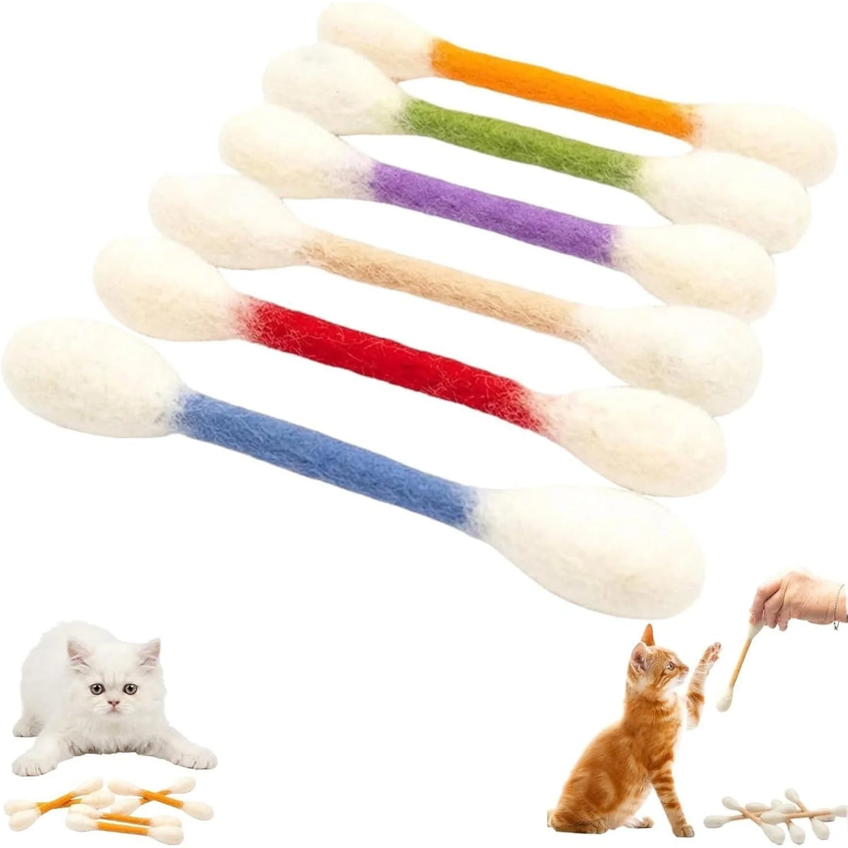 Cat Teaser Wand Set with Replacement Fleece Tops