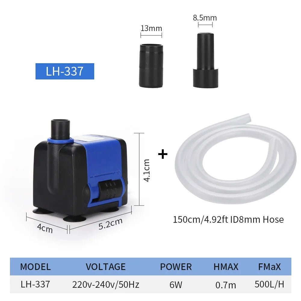 Quiet Mini Submersible Pump for Aquariums, Fountains & Waterfalls