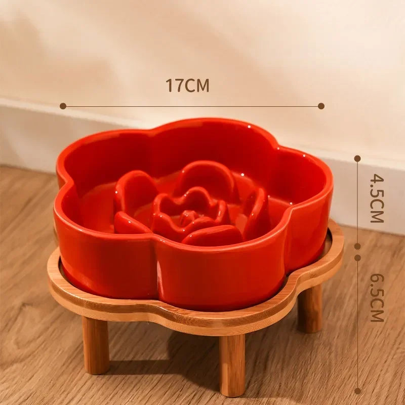 Ceramic Slow Feeder Bowl for Cats and Small Dogs