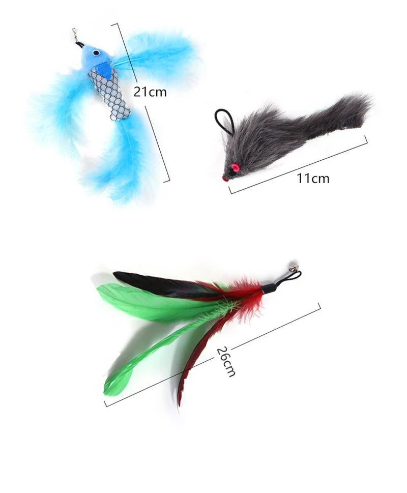 Interactive Feather Cat Teaser Wand with Suction Cup Base