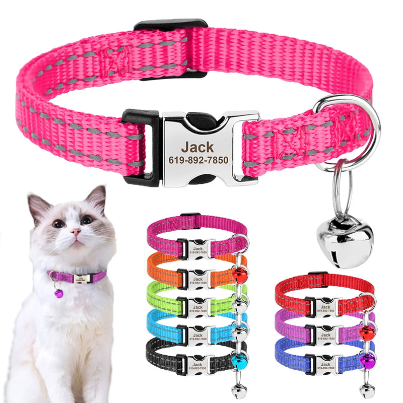 Reflektierendes Nylon-Hundehalsband mit Glocke und Namensschild