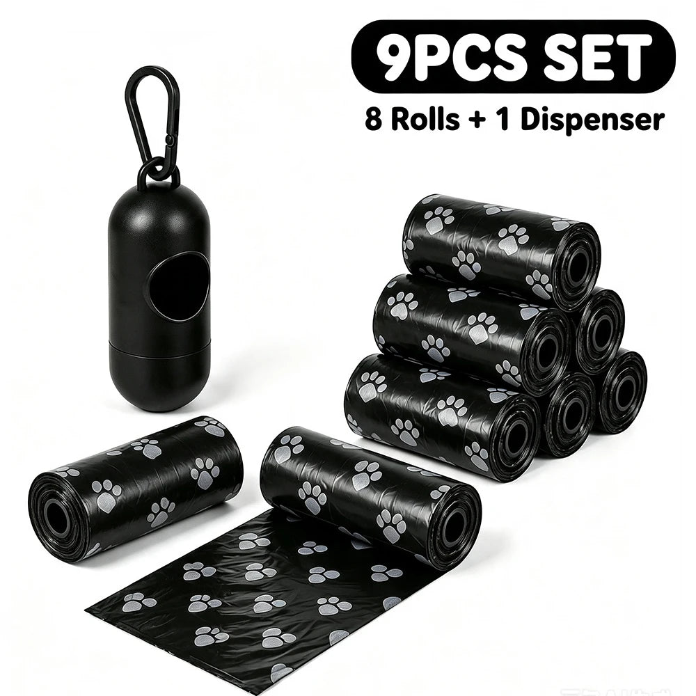 Dog Waste Bags with Dispenser - 8 Rolls, Leakproof and Odorless