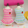 Summer Suspender Dog Dress - Striped Strawberry Print
