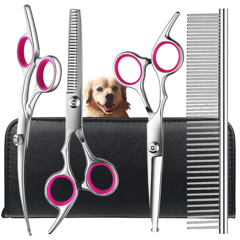 Stainless Steel Pet Grooming Scissors Set with Safety Round Tips
