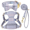 Classic Plaid Dog Collar, Harness & Leash Set with Bowtie