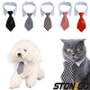 A set of adjustable pet bow tie collars in black, white, and red stripes for dogs and cats.