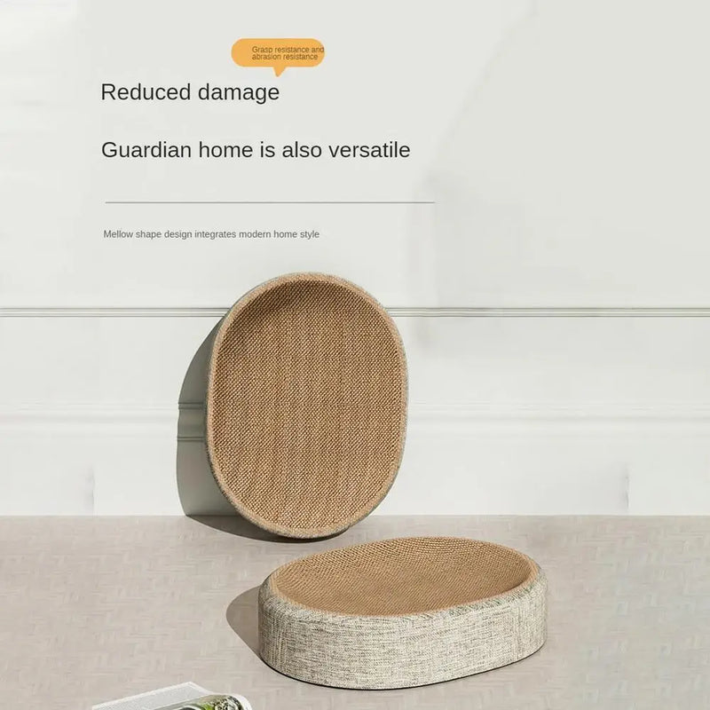 لوح خدش قطط بيضاوي الشكل وسرير قطط متعدد الاستخدامات من سيسال