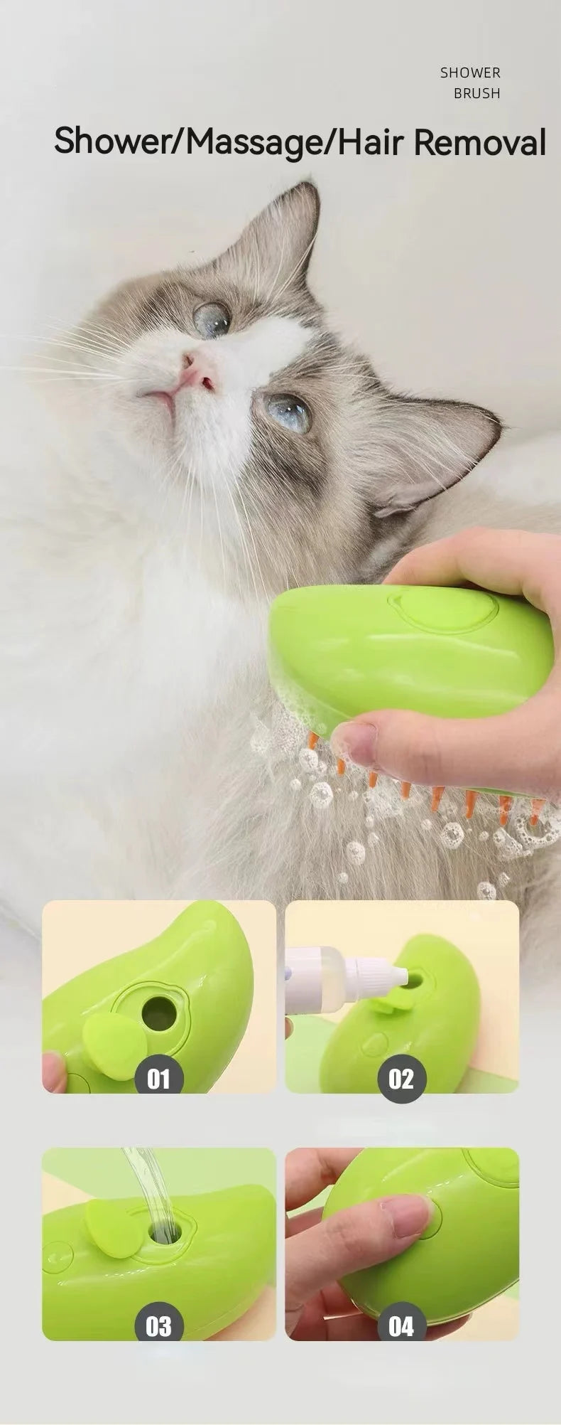 3-in-1 Haustier-Bürste für Hunde & Katzen