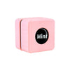 A pink, square magnetic glass cleaner with a black circular lid.