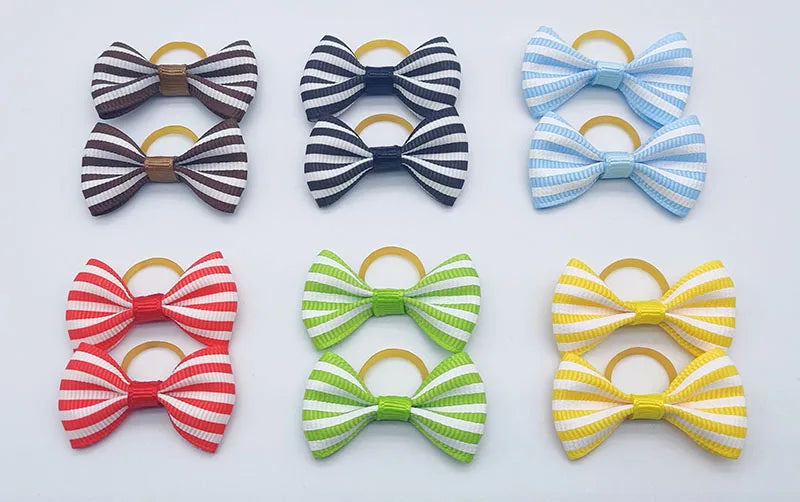 Pet Hair Bows with Elastic Bands (100-Pack)