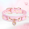 Rhinestone Heart Charm Color-Changing Dog Collar