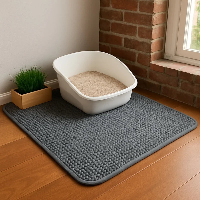 Double-Layer Waterproof Cat Litter Mat with Non-Slip Base