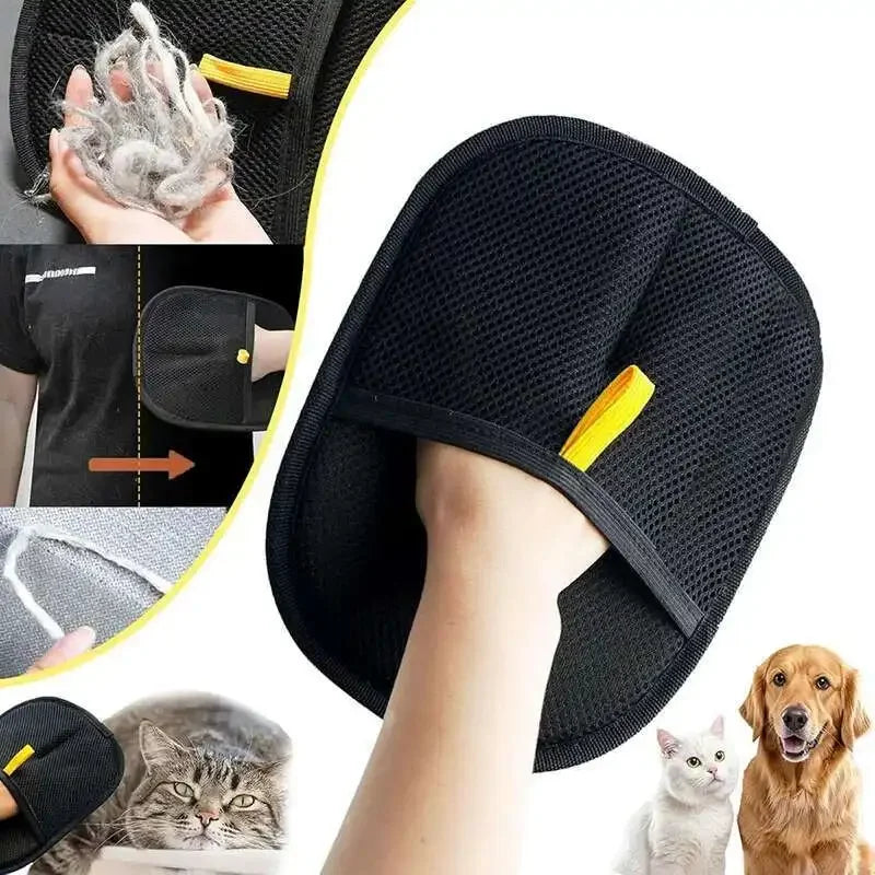 Pet Grooming Gloves - Double-Sided Hair Removal Mitt for Cats and Dogs